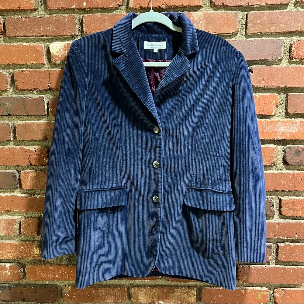 Brooks Brothers women's corduroy blue jacket blazer size 4 -Flaw noted‎